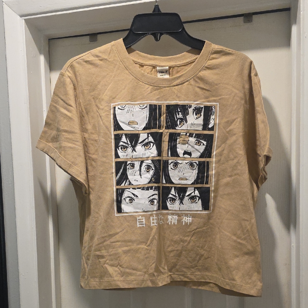 Vibe Neutral Tan Crewneck Tee Crop Top